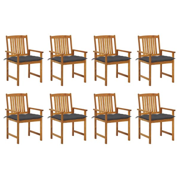 vidaXL Garden Chairs with Cushions 8 pcs Solid Acacia Wood