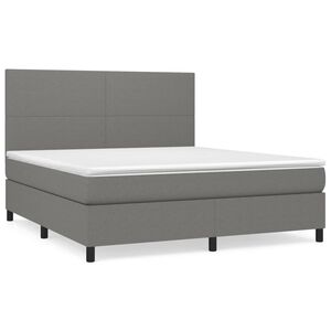vidaXL Box Spring Bed with Mattress Dark Grey 152x203 cm Queen Fabric