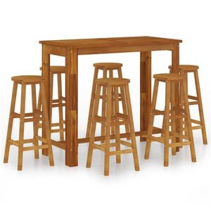 vidaXL 7 Piece Garden Bar Set Solid Wood Acacia