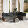 vidaXL Garden Sofa Set with Cushion 9 pcs Black Poly rattan