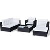 vidaXL 6 Piece Garden Lounge Set with Cushions Poly Rattan Black