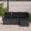 vidaXL Garden Sofa Set with Cushion 4 pcs Black Poly Rattan