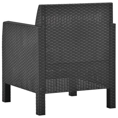vidaXL Garden Chairs with Cushions 2 pcs PP Rattan Anthracite