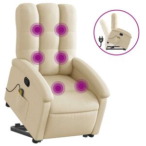 vidaXL Stand up Massage Recliner Chair Cream Fabric