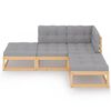 vidaXL 4 Piece Garden Lounge Set with Cushions Solid Pinewood