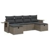 vidaXL 6 Piece Garden Sofa Set with Cushions Grey Poly Rattan