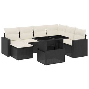 vidaXL 8 Piece Garden Sofa Set with Cushions Black Poly Rattan