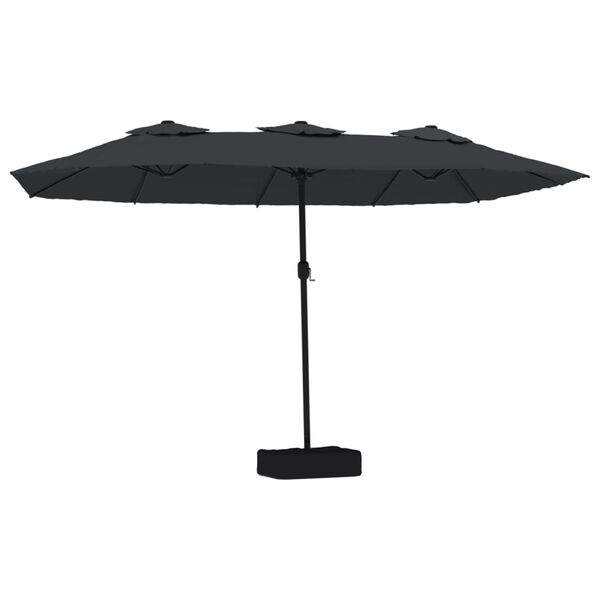 vidaXL Double-Head Garden Parasol with LEDs Black 449x265 cm