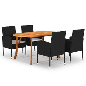 vidaXL 5 Piece Garden Dining Set Black