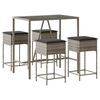 vidaXL 5 Piece Garden Bar Set with Cushions Grey Poly Rattan