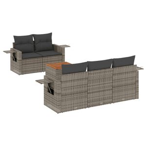 vidaXL 6 Piece Garden Sofa Set with Cushions Grey Poly Rattan