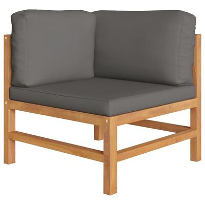 vidaXL 7 Piece Garden Lounge Set with Grey Cushions Solid Wood Teak