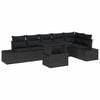 vidaXL Garden Sofa Set 7 pcs Black Poly Rattan