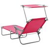 vidaXL Sun Lounger with Canopy Steel Pink