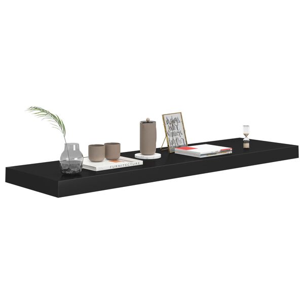 vidaXL Floating Wall Shelf Black 90x23.5x3.8 cm MDF
