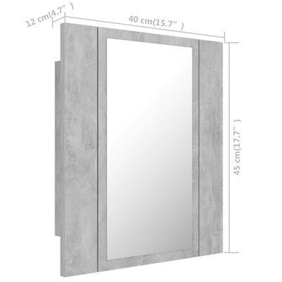 vidaXL LED Bathroom Mirror Cabinet Concrete Grey 40x12x45 cm Acrylic