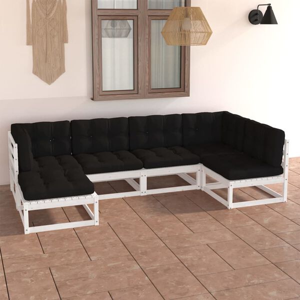 vidaXL 6 Piece Garden Lounge Set with Cushions Solid Pinewood