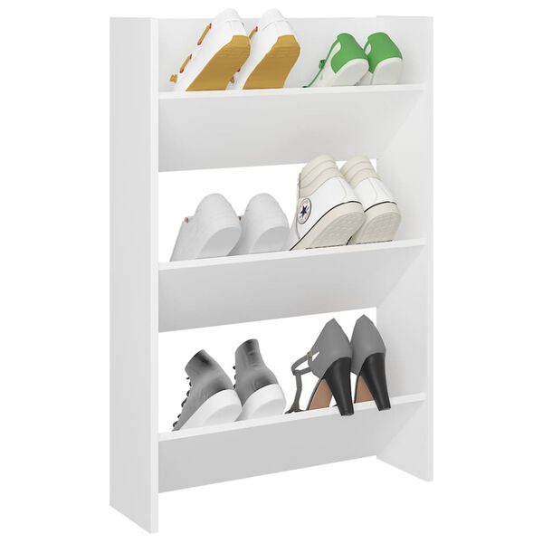vidaXL Wall Shoe Cabinet White 60x18x90 cm Engineered Wood
