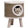 vidaXL Cat House | Brown | Seagrass, Flakeboard, Plush | Durable | Cat House