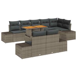 vidaXL Garden Sofa Set with Storage 9 pcs Grey Poly rattan