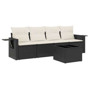vidaXL 5 Piece Garden Sofa Set with Cushions Black Poly Rattan