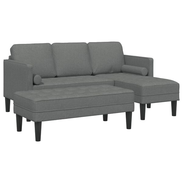 vidaXL Sofa Set with Cushion 2 pcs Dark Grey Polyester