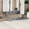 vidaXL 6 Piece Garden Sofa Set with Cushions Beige Poly Rattan