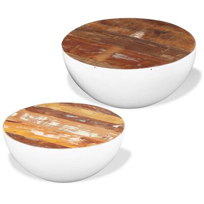 vidaXL Two Piece Bowl Shaped Coffee Table Set Solid Reclaimed Wood