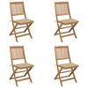 vidaXL Folding Chairs 4 pcs with Cushions Solid Acacia Wood