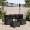 vidaXL 5 Piece Garden Sofa Set with Cushions Black Poly Rattan