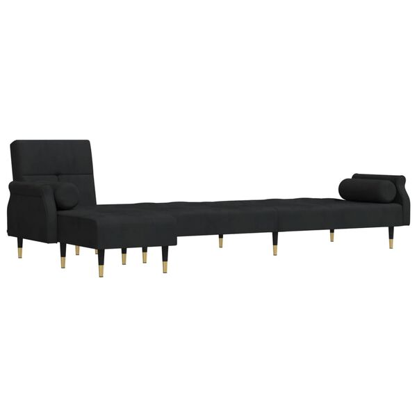 vidaXL L-shaped Sofa Bed Black 271x140x70 cm Velvet