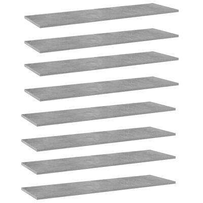 vidaXL Bookshelf Boards 8 pcs Concrete Grey 100x30x1.5 cm Engineered Wood