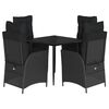 vidaXL 5 Piece Garden Dining Set with Cushions Black Poly Rattan