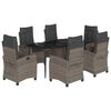 vidaXL 7 Piece Garden Dining Set with Cushions Grey Poly Rattan
