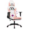vidaXL Massage Gaming Chair with Footrest White&Pink Faux Leather