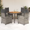 vidaXL 5 Piece Garden Dining Set with Cushions Grey Poly Rattan