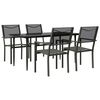 vidaXL 5 Piece Garden Dining Set Black Steel and Textilene