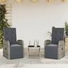 vidaXL 3 Piece Garden Dining Set with Cushions Grey Poly Rattan