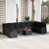 vidaXL Garden Sofa Set with Cushion 11 pcs Black Poly Rattan