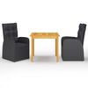 vidaXL 3 Piece Garden Dining Set Black