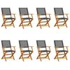 vidaXL Folding Garden Chairs 8 pcs Black Poly Rattan and Solid Wood