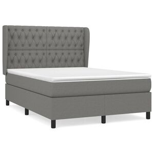 vidaXL Box Spring Bed with Mattress Dark Grey 137x187 cm Double Size Fabric