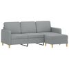 vidaXL 3-Seater Sofa with Footstool Light Grey 180 cm Fabric
