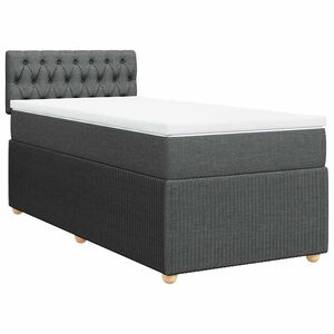 vidaXL Box Spring Bed with Mattress Dark Grey King Single Fabric