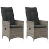 vidaXL Reclining Garden Chairs 2 pcs with Cushions Grey Poly Rattan