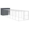 vidaXL Dog House with Run Anthracite 214x865x181 cm Galvanised Steel
