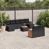 vidaXL 10 Piece Garden Sofa Set with Cushions Black Poly Rattan