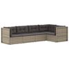 vidaXL 5 Piece Garden Lounge Set with Cushions Grey Poly Rattan