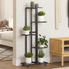 vidaXL 5-Floor Flower Stand with Wheels 44x23x100 cm Black Iron