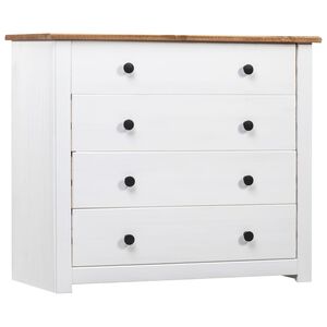 vidaXL Side Cabinet | White and wood | Solid pinewood | Medium | Side Cabinet